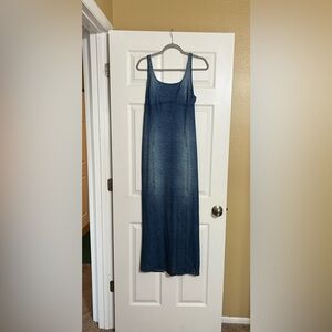 SHEIN Blue Denim Maxi Tank Dress